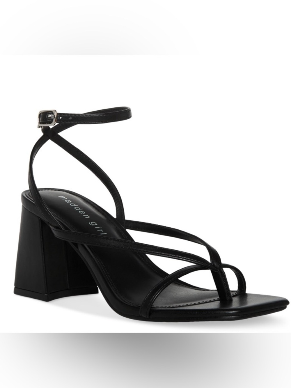 Madden Girl Black Thong Block Heel Sandals